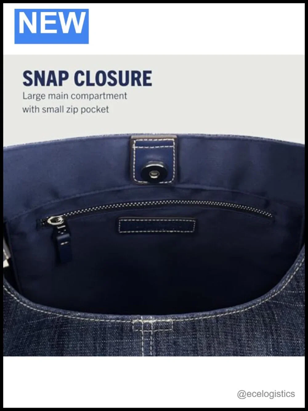 Retro Denim Hobo Bag, Patchwork Design with Horseshoe Logo